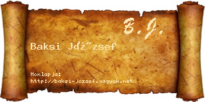 Baksi József névjegykártya